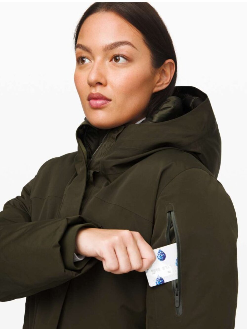 Lululemon Winter Warrior Long Parka Coat in Dark Olive Green Sz. 6 - Picture 4 of 14